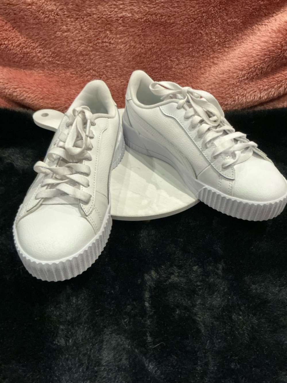 Puma Basket Platform Women's White Low-Top Platform Sneakers Size 8